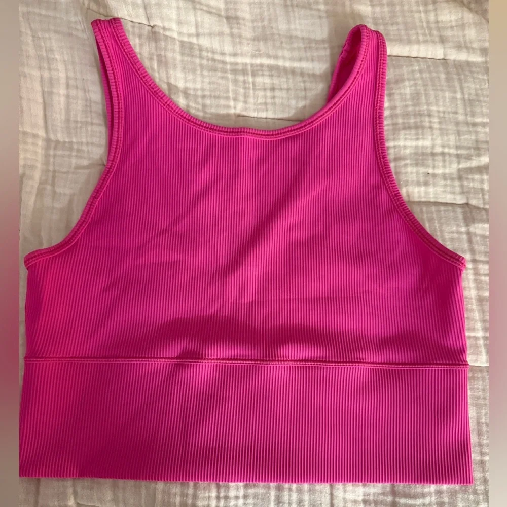 Lululemon Power Pivot Tank Top Rib Stretch Sonic Pink Reversible Front Back XS